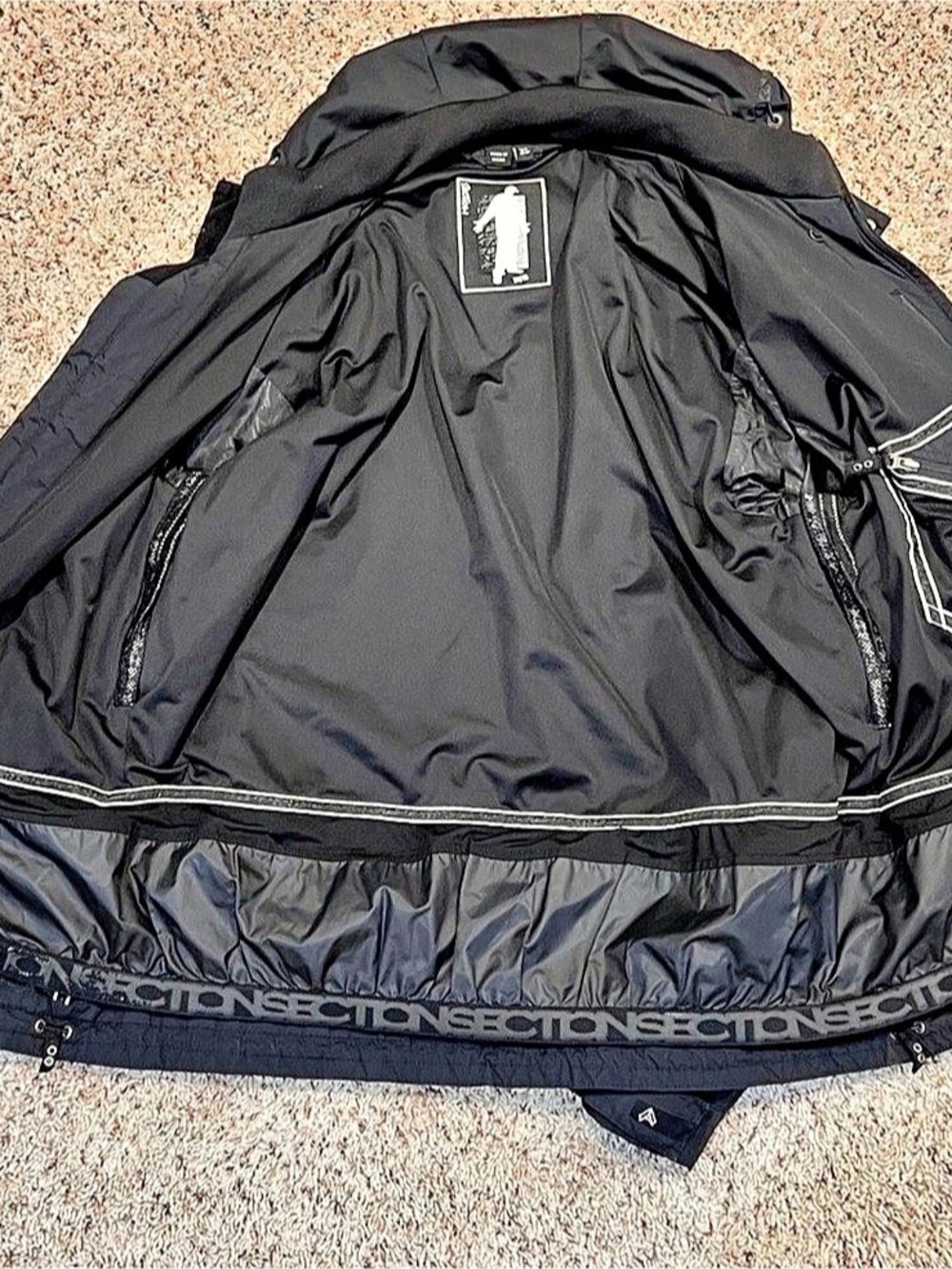 Section Vintage MFM Snowboard Coat Jacket With Hood Rare Black XL Performance - Picture 2 of 13